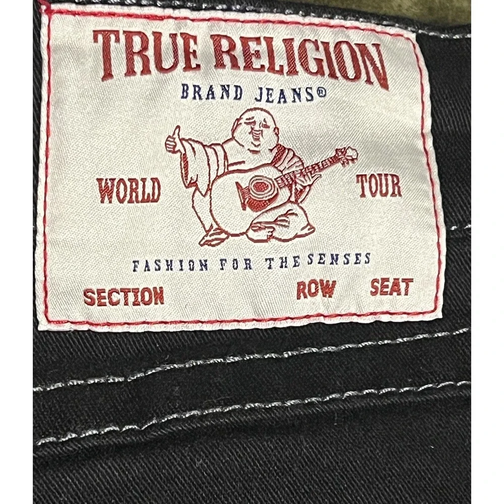 $159 NWT  True Religion Ricky‎ Flap Relaxed Jeans Black WORLD TOUR BUDDHA 32x32